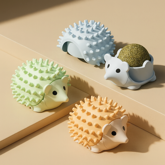 Hedgehog Cat Scratcher Toy with Catnip Ball & Tooth‑Care Spikes